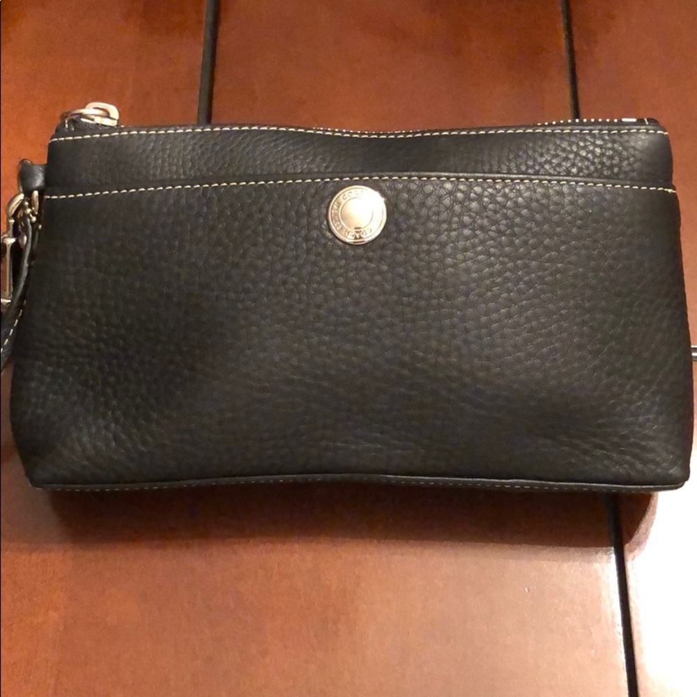 Coach Black Pebbled Leather Wrsitlet